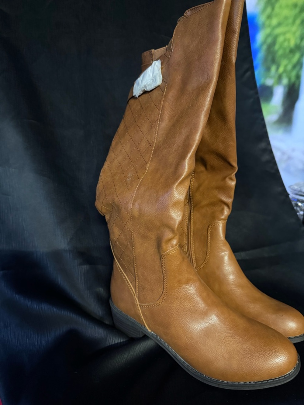 St. John's Bay Tall Quilted Riding Boots in Cognac